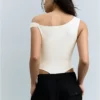 Asimetrik Büzgülü Askılı Bodysuit