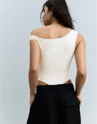 Asimetrik Büzgülü Askılı Bodysuit