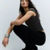 Asimetrik Büzgülü Askılı Bodysuit