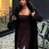 Asimetrik Dantel Tül Bandeau Midi Elbise