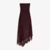 Asimetrik Dantel Tül Bandeau Midi Elbise