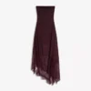 Asimetrik Dantel Tül Bandeau Midi Elbise