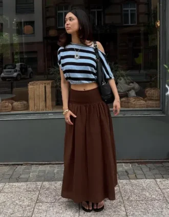Asimetrik Çizgili Kazak – #Bershkastyle – Kadın