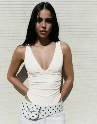 Askılı Büzgülü Bodysuit