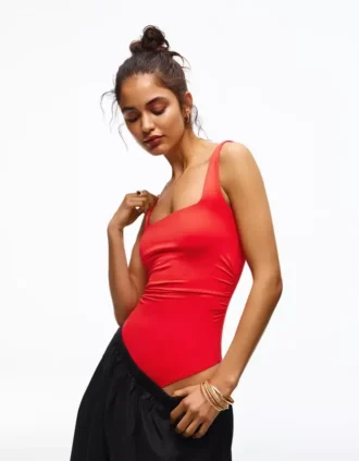 Askılı Kare Yaka Bodysuit
