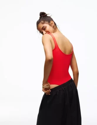 Askılı Kare Yaka Bodysuit