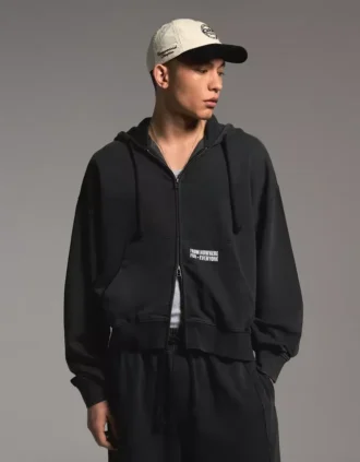 Baskılı Boxy Fit Fermuarlı Sweatshirt – Sweatshirtler ve Kapüşonlular – Erkek