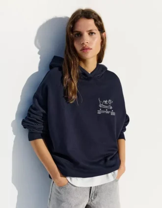 Baskılı Kapüşonlu Sweatshirt
