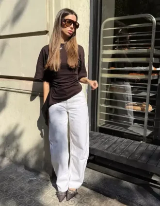 Büzgülü Kısa Kollu T-Shirt – #Bershkastyle – Kadın