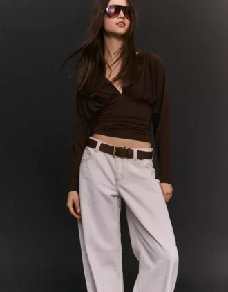 Büzgülü Uzun Kollu Tişört – T-shirtler