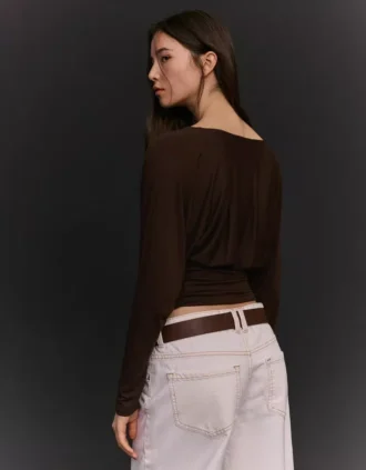 Büzgülü Uzun Kollu Tişört – T-shirtler