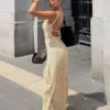 Dantel Süslemeli Midi Elbise
