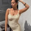 Dantel Süslemeli Midi Elbise