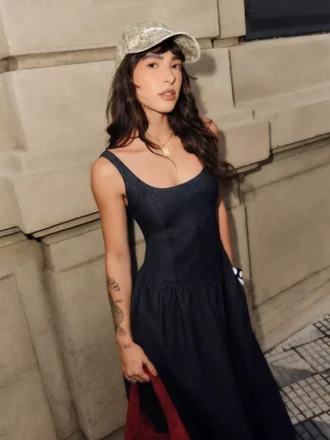 Denim Midi Elbise