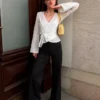 Desenli Çapraz Kesim Bluz