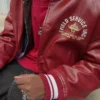 Desenli Faux Leather Bomber Ceket