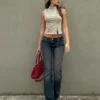 Düşük Bel Bootcut Kot Pantolonlar