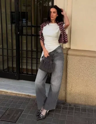 Düşük Bel Kadife Boyfriend Kot Pantolonlar