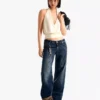 Düşük Bel Straight Paça Kot Pantolonlar