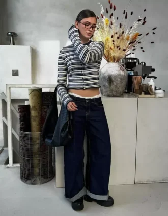 Düşük Bel Wide Leg Kot Pantolonlar