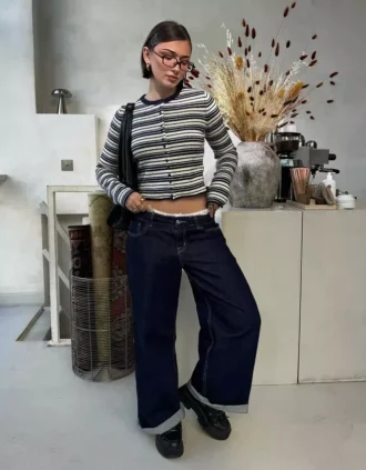 Düşük Bel Wide Leg Kot Pantolonlar