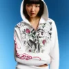 Ed Hardy X Bershka Desenli Kapüşonlu Sweatshirt – Kadın