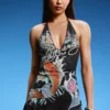 Ed Hardy X Bershka Halter Mini Elbise
