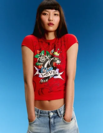 Ed Hardy X Bershka Kısa Kollu Baskılı T-Shirt