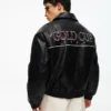 Faux Leather Grafik Ceket