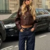 Faux Leather Huni Yaka Ceket