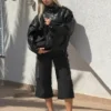 Faux Leather Huni Yaka Ceket