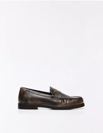 Fırçalanmış Detaylı Büzgülü Loafer – Klasik Ayakkabılar
