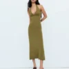 Halter Yaka Midi Elbise