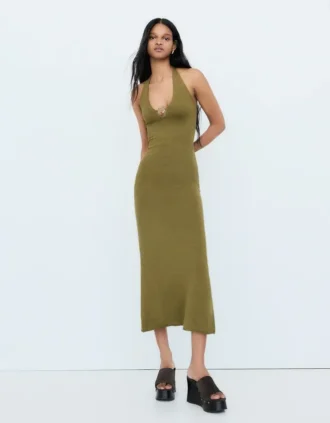 Halter Yaka Midi Elbise