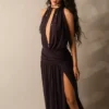 Halter Yaka Midi Elbise