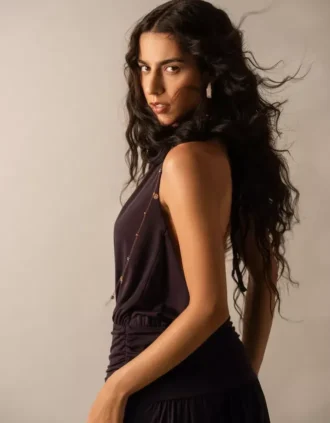 Halter Yaka Midi Elbise