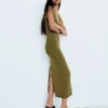 Halter Yaka Midi Elbise