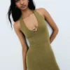 Halter Yaka Midi Elbise