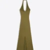 Halter Yaka Midi Elbise