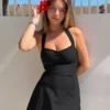 Halter Yaka Mini Elbise