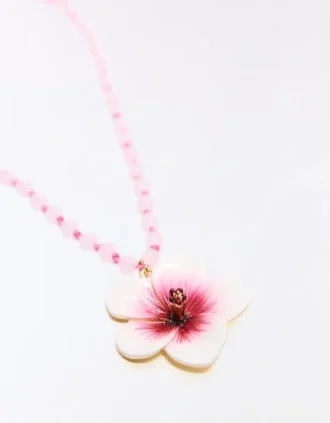 Hibiscus Kolye Uçlu Boncuklu Kolye