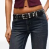 Çivili Faux Leather Kemer – Aksesuarlar