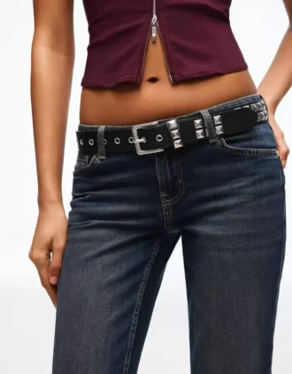 Çivili Faux Leather Kemer – Aksesuarlar