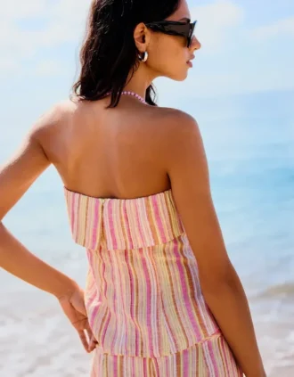 Çizgili Bandeau Üst