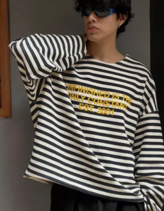 Çizgili Bisiklet Yaka Sweatshirt – Sweatshirtler ve Kapüşonlular