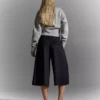 Çizgili Culottes Bermuda Şort
