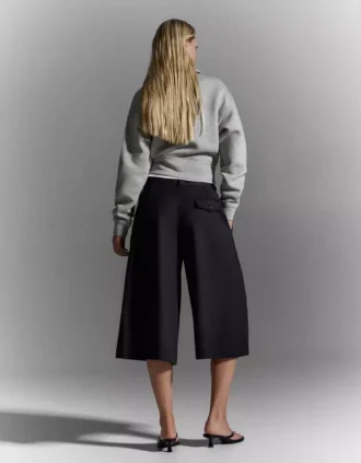 Çizgili Culottes Bermuda Şort