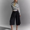 Çizgili Culottes Bermuda Şort