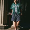 Çizgili Havlu Efektli Bermuda Şort – Bershka Lovers