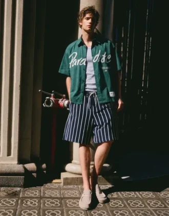 Çizgili Havlu Efektli Bermuda Şort – Bershka Lovers